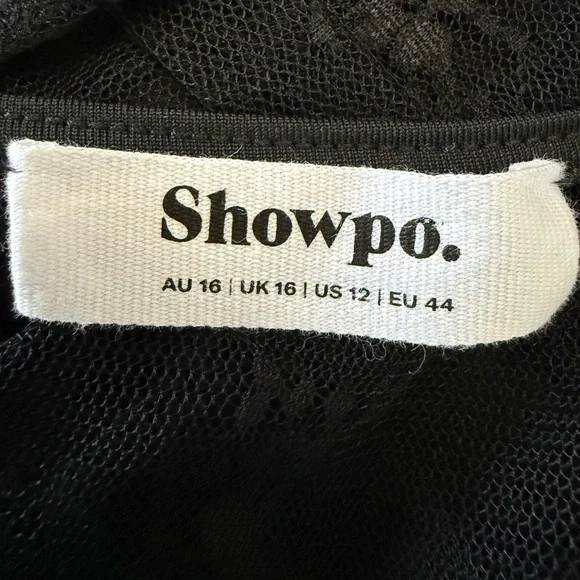 Whimsigoth Kace Overlay Mini Dress Ruffle Plunge Neck Size 12 Bell Sleeves - Picture 6 of 9